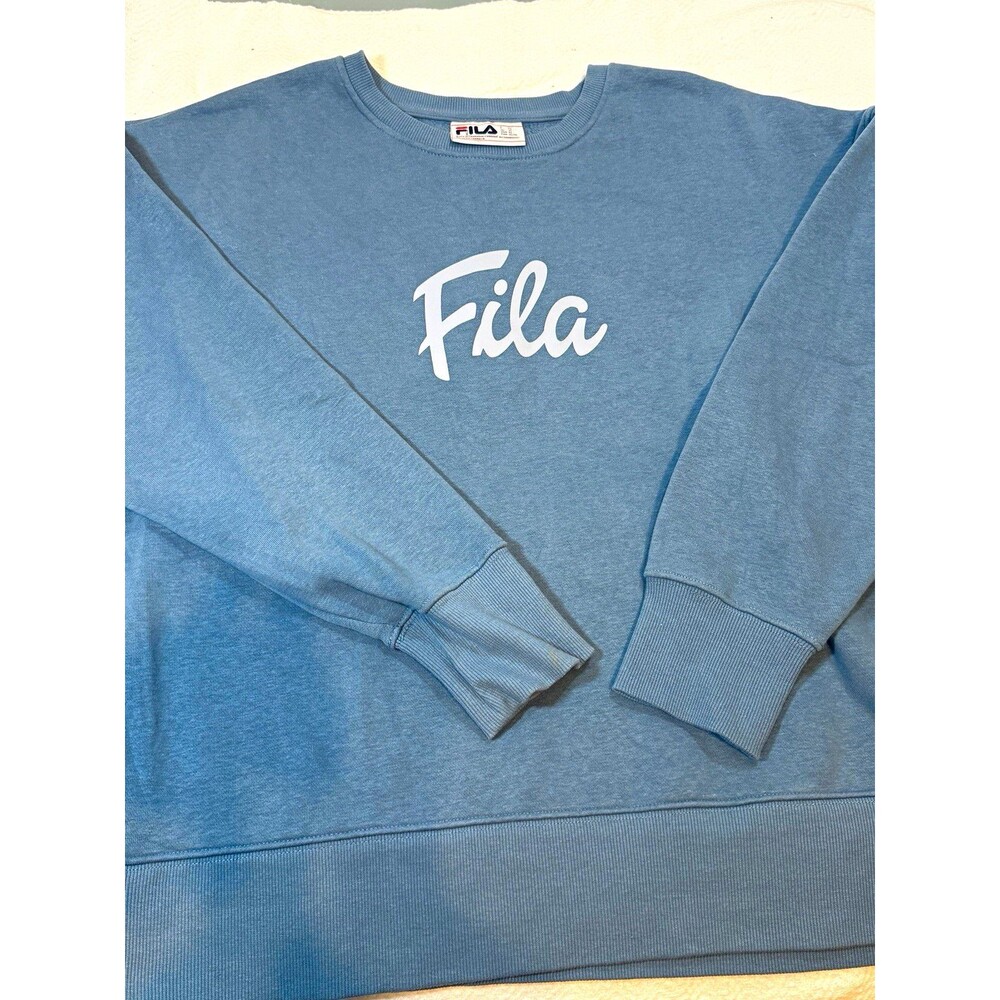 FILA Men's XL Blue Crew Neck Pullover Sweatshirt Long Sleeve Logo